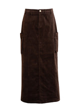 Brown Corduroy Cargo Skirt