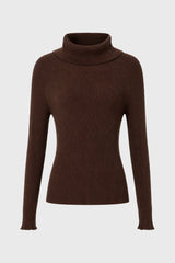Brown Cowl Neck Knit Sweater