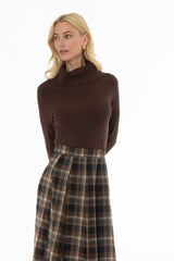 Brown Cowl Neck Knit Sweater