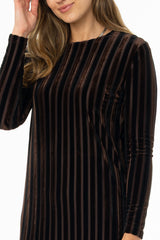 Brown Double Ribbed Velour Maxi Dress