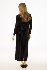 Brown Double Ribbed Velour Maxi Dress