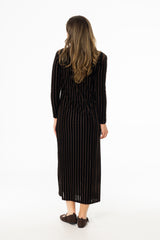 Brown Double Ribbed Velour Maxi Dress