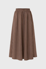 Brown Double Striped Cotton Maxi Skirt