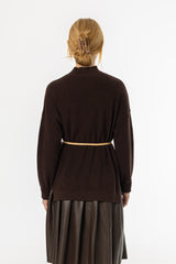 Brown Drop Shoulder Knit Sweater