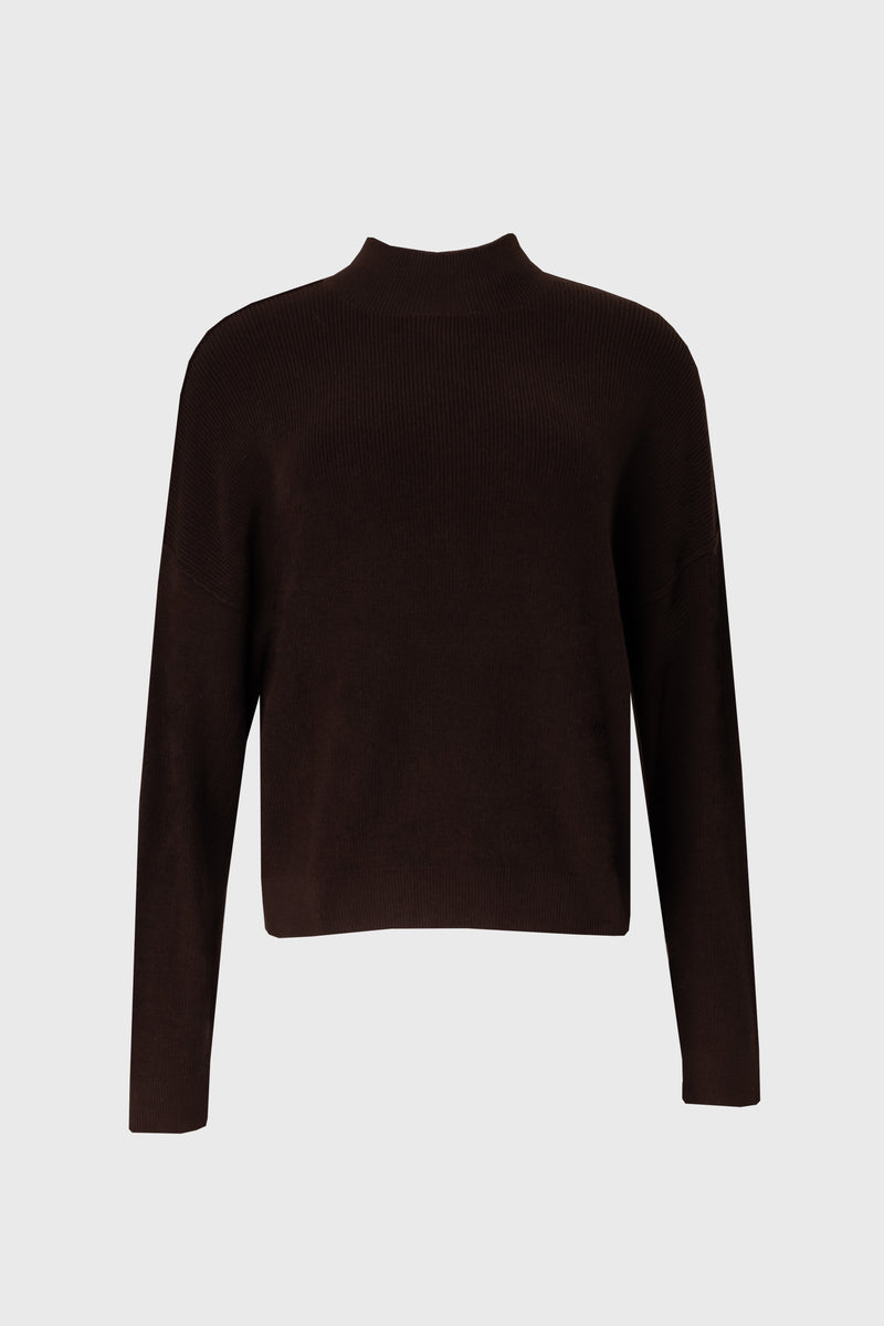Brown Drop Shoulder Knit Sweater