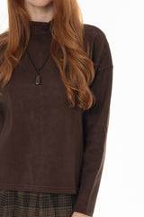 Brown Drop Shoulder Sweater Top
