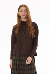 Brown Drop Shoulder Sweater Top