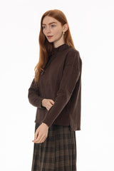 Brown Drop Shoulder Sweater Top