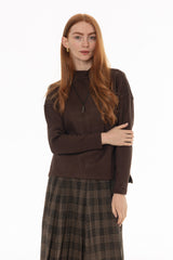 Brown Drop Shoulder Sweater Top
