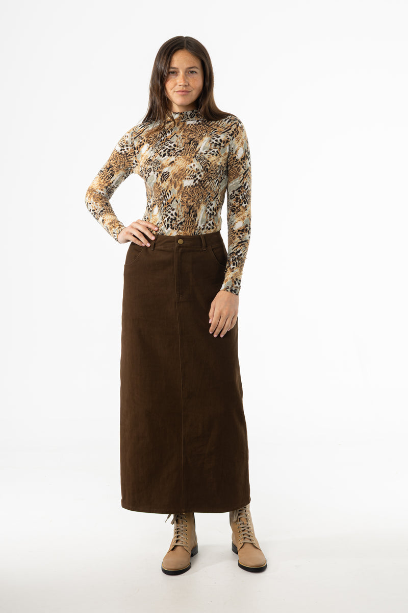 Brown Everyday Denim Skirt