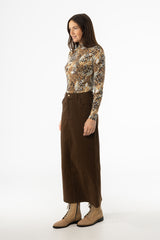 Brown Everyday Denim Skirt
