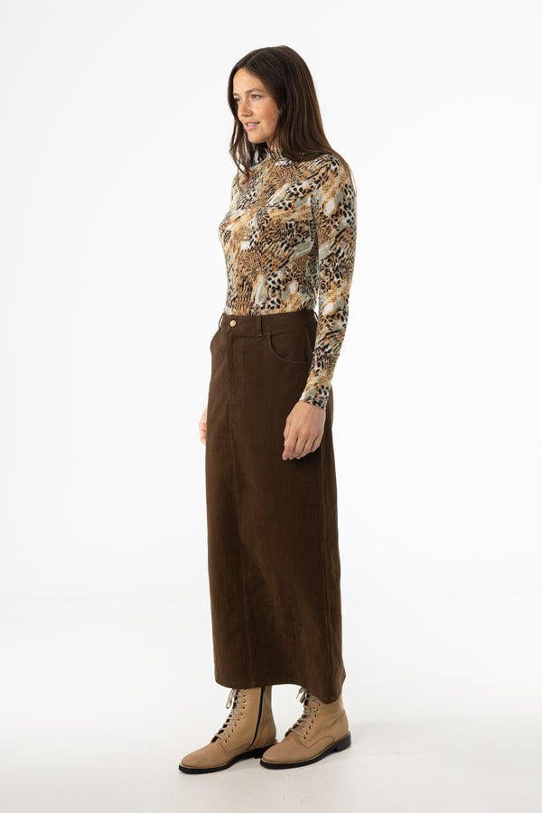 Brown Everyday Denim Skirt