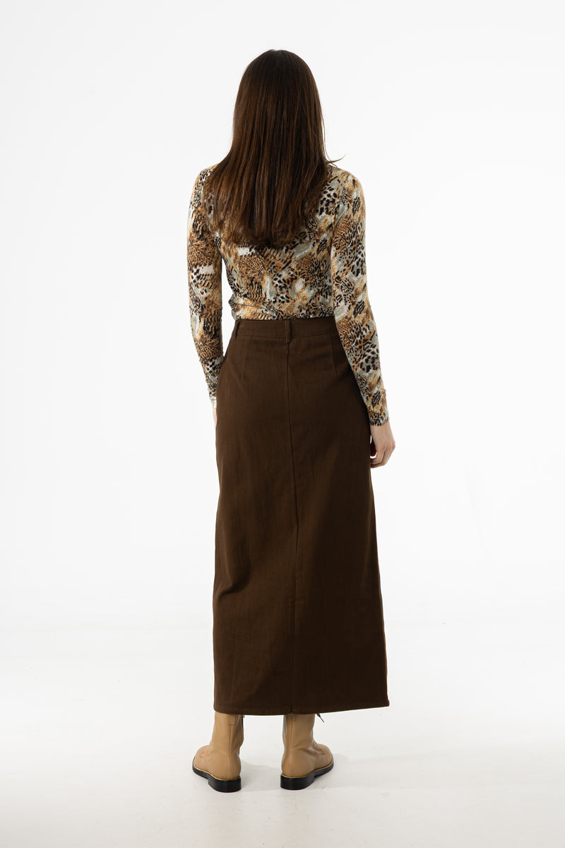 Brown Everyday Denim Skirt