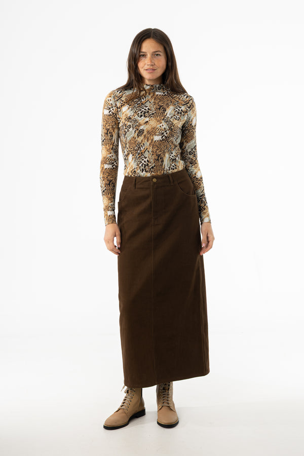 Brown Everyday Denim Skirt