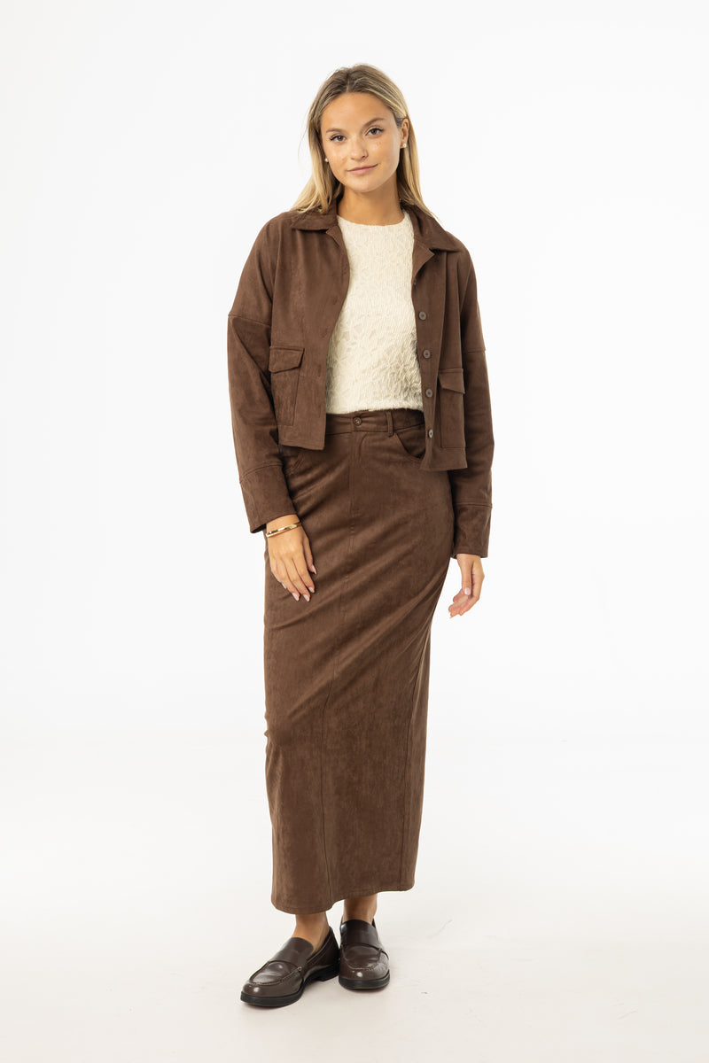 Brown Everyday Microsuede Skirt