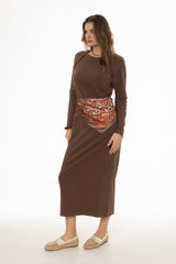 Brown Faux Shrug Maxi Dress