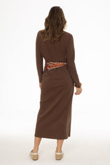 Brown Faux Shrug Maxi Dress