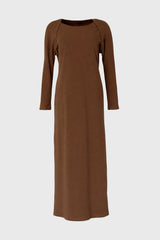 Brown Faux Shrug Maxi Dress