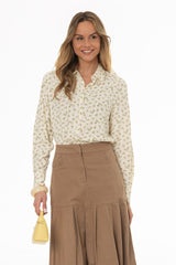 Brown Floral Printed Blouse