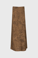 Brown Floral Printed Slip Skirt