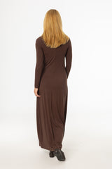 Brown Knot Crossover Maxi Dress