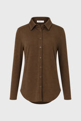 Brown Herringbone Textured Shirt