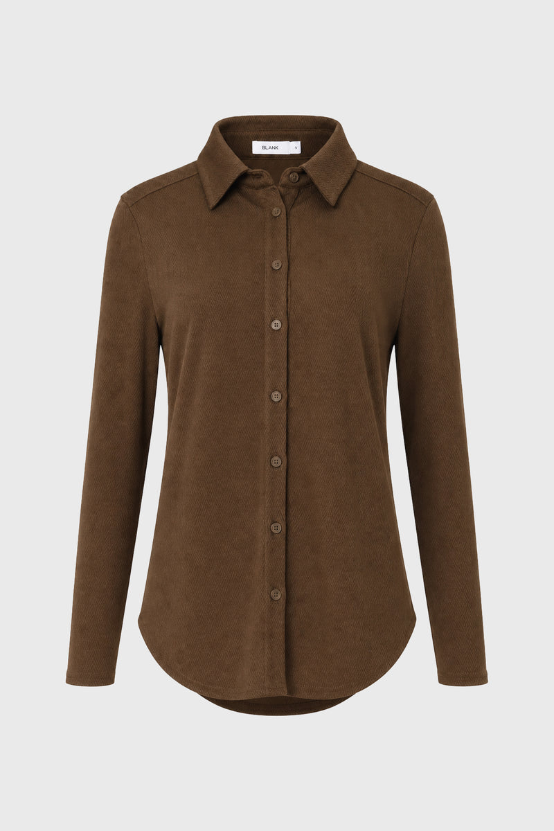 Brown Herringbone Textured Shirt – BLANK