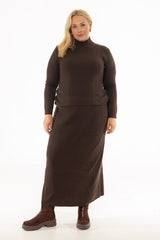 Brown Knit Maxi Skirt
