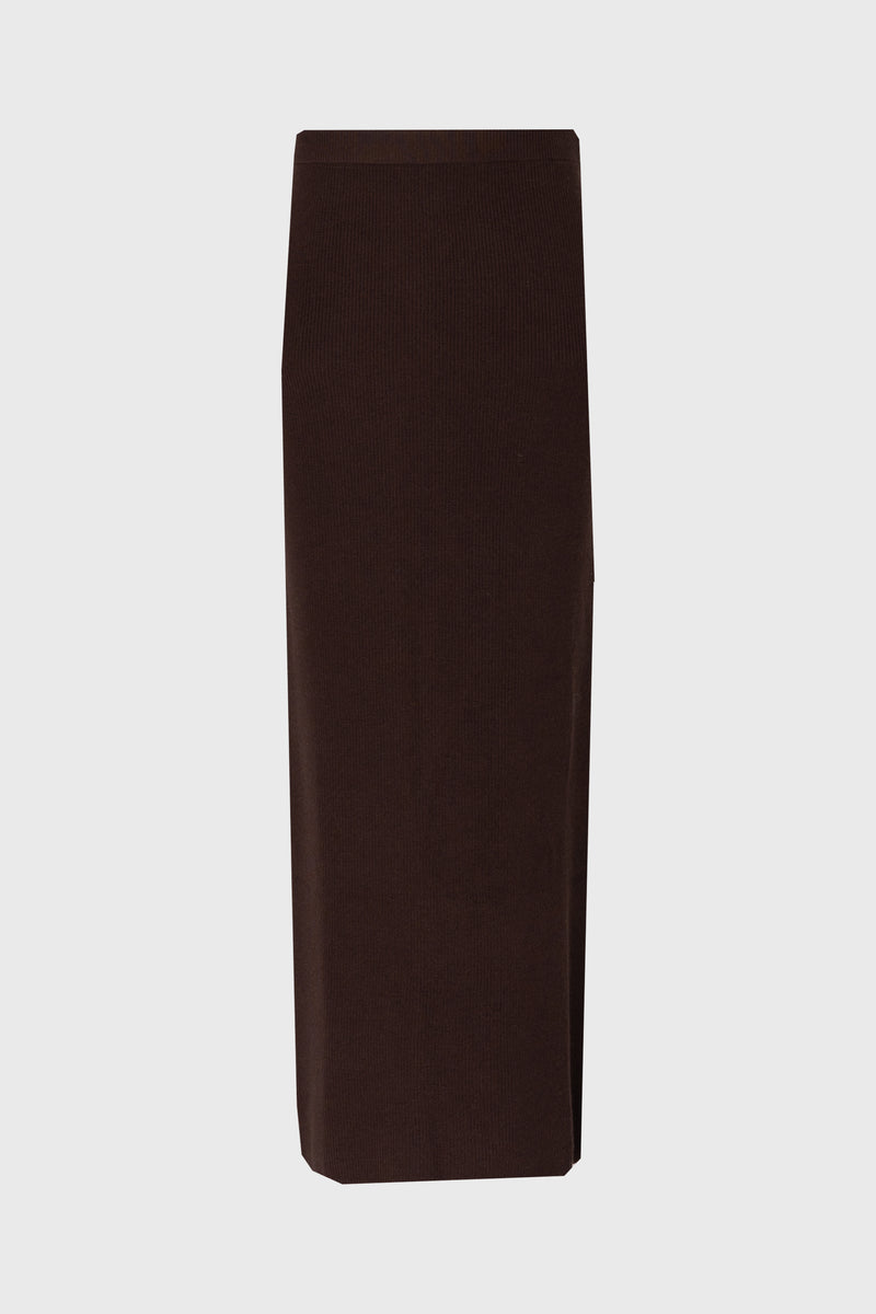 Brown Knit Maxi Skirt