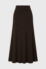 Brown Knit Panel Maxi Skirt