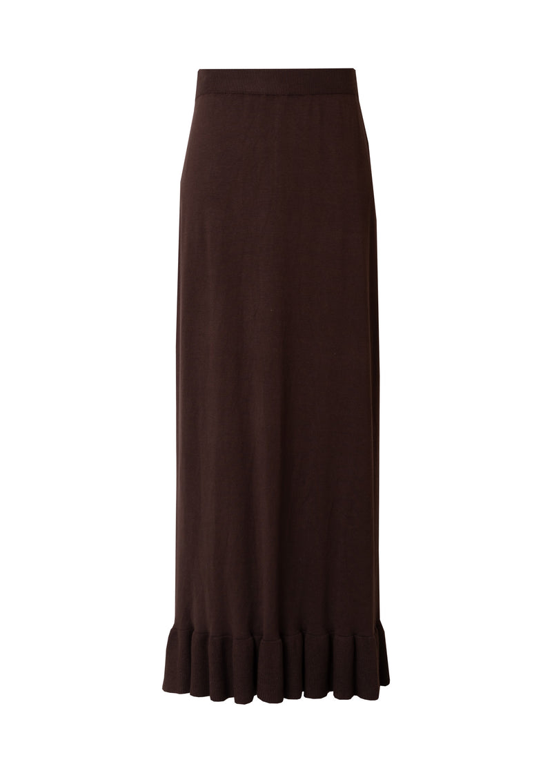 Brown Knit Ruffle Skirt