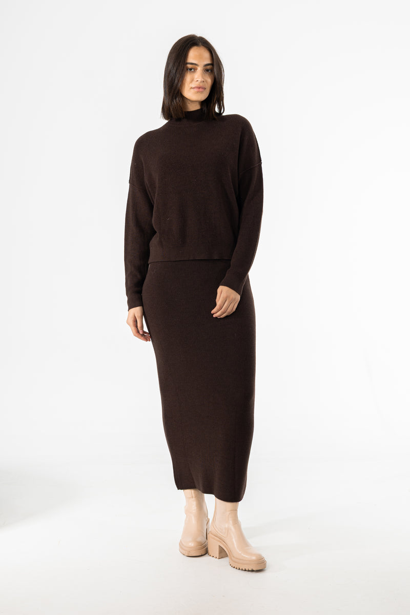 Brown Knit Maxi Skirt