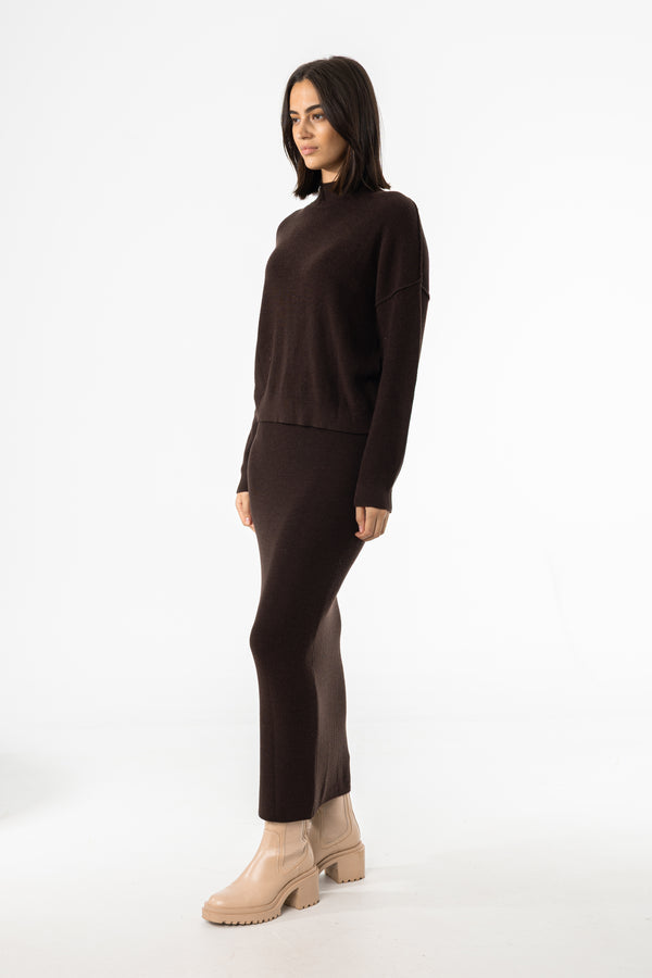 Brown Knit Maxi Skirt