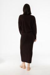 Brown Knit Maxi Skirt