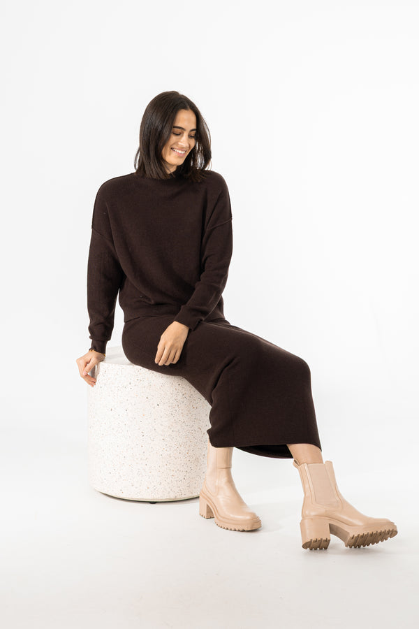 Brown Knit Maxi Skirt