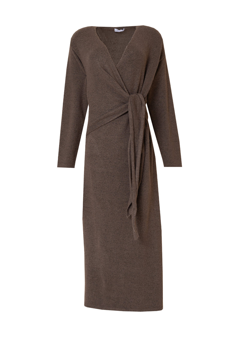 Brown Knit Wrap Dress