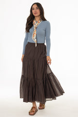 Brown Layered Chiffon Skirt