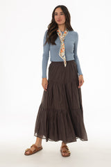 Brown Layered Chiffon Skirt