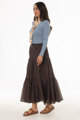 Brown Layered Chiffon Skirt