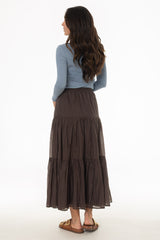 Brown Layered Chiffon Skirt