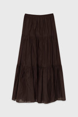 Brown Layered Chiffon Skirt