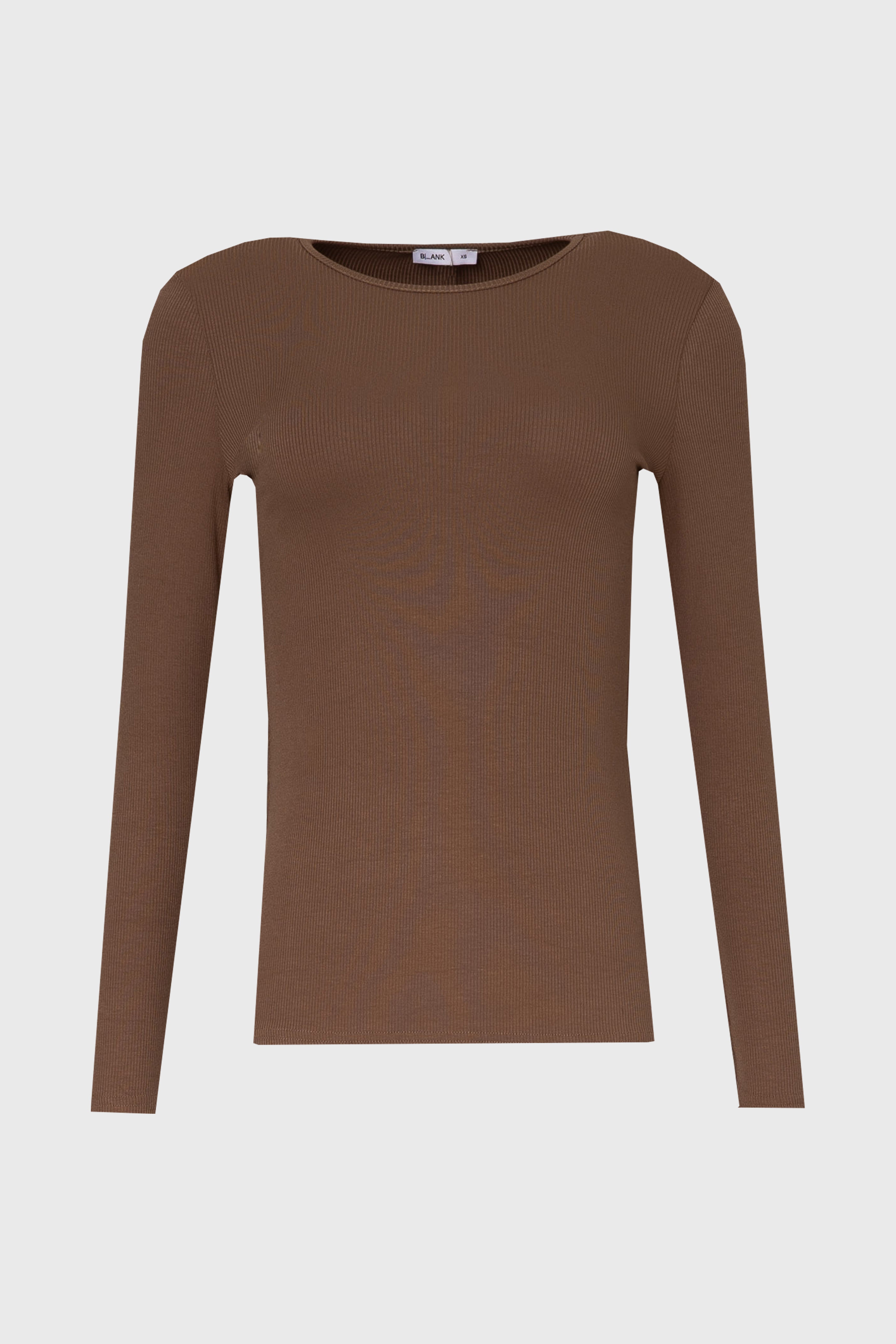 Brown Long Sleeve Ribbed T-Shirt – BLANK
