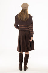 Brown Microsuede Flare Skirt