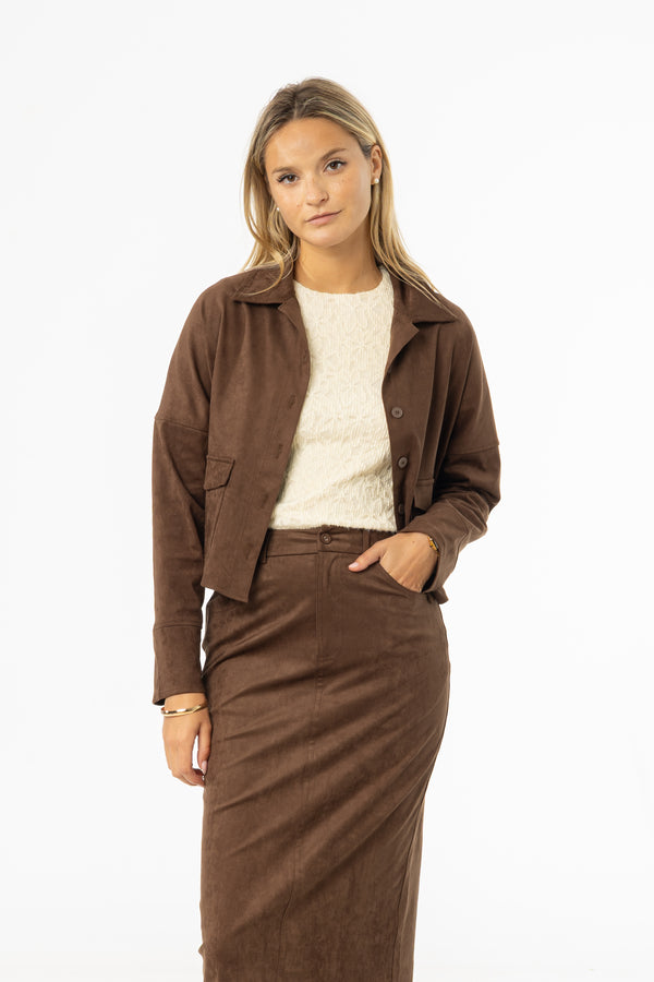 Brown Microsuede Jacket