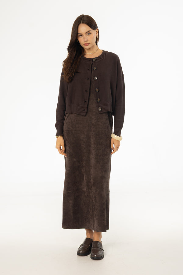Brown Microsuede Maxi Jumper