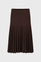Brown Mixed Pleat Knee Length Skirt