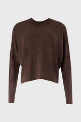 Brown Swing Mock Neck Top