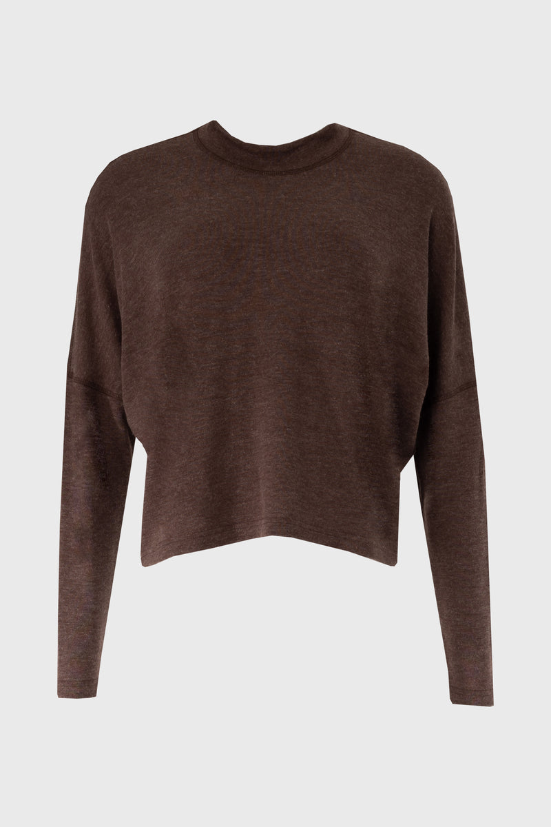 Brown Swing Mock Neck Top