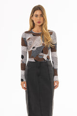 Brown Multi Printed T-Shirt