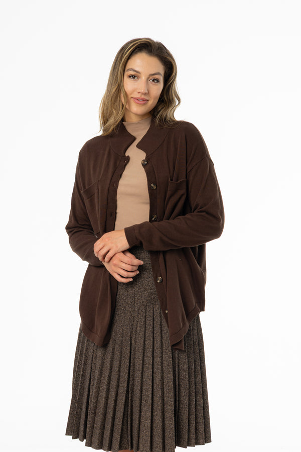 Brown Oversized Knit Cardigan